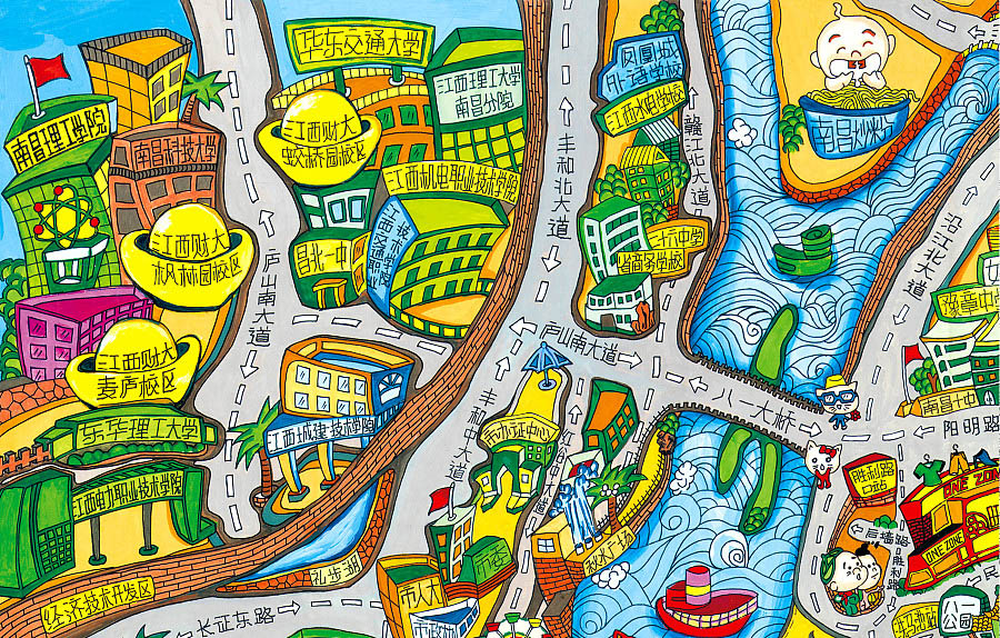 五桂山街道手绘地图景区的历史见证